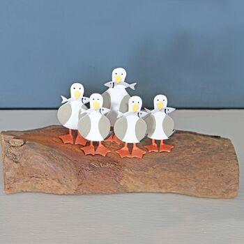 Five Seagulls On Driftwood Block, 3 of 4