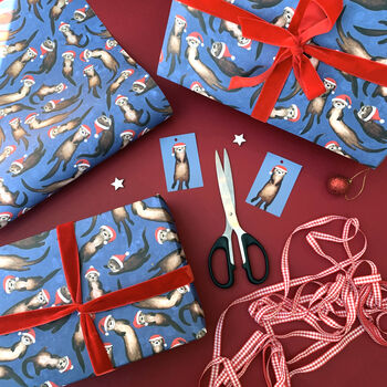 Otter Christmas Wrapping Paper, 3 of 10