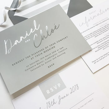 Rachel Foil Printed Wedding Invitations, 3 of 3
