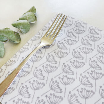 Set Of Four Dove Grey Cow Parsley Placemats, 2 of 4