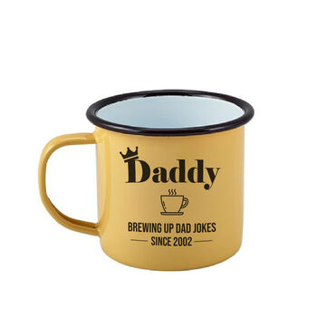 Personalised Brewing Up Dad Jokes Enamel Mug, 6 of 6