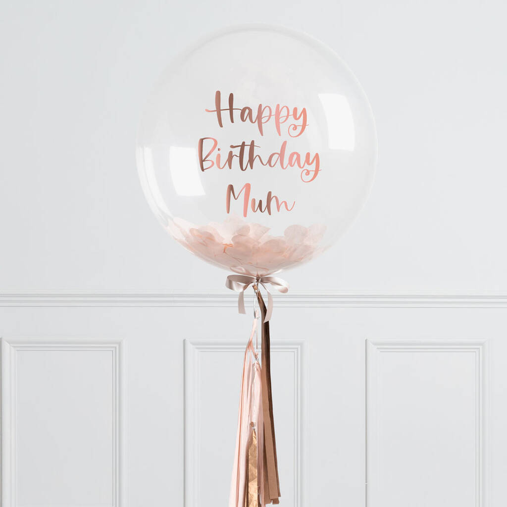 Personalised Rose Gold Tassel Confetti Bubble Balloon, 1 of 3
