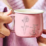 Personalised Birth Flower Coloured Enamel Mug, thumbnail 2 of 6
