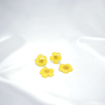 Buttercup Pressed Flower Sterling Silver Studs, 9 of 10
