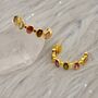 Pink Green Tourmaline Silver Hoop Earrings, thumbnail 4 of 12