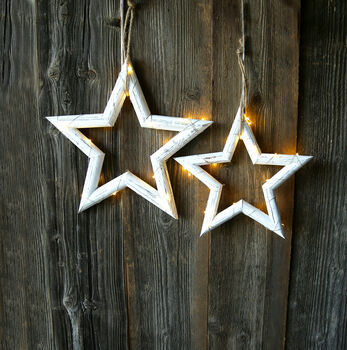 Whitewashed Wooden Star With Lights, 3 of 3