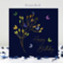 Butterfly And Flower Bud Birthday Card Blue Background, thumbnail 1 of 12