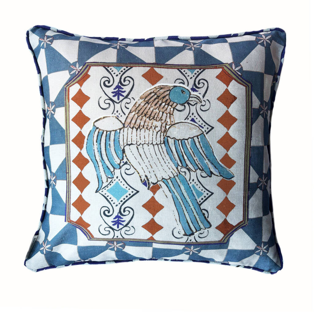Bird Print Linen Cushion Cover, 1 of 5