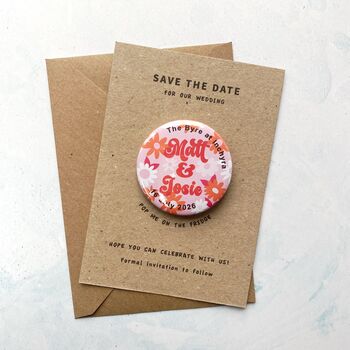 Fun Colourful Floral Save The Date Wedding Magnet, 3 of 3