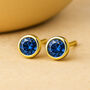 Gold Plated Sterling Silver Sapphire Stud Earrings, thumbnail 1 of 5