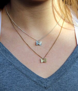 Silver Or Gold Vermeil Small Butterfly Necklace, 2 of 2