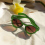 Matte Green Chunky Keyhole Sunglasses, thumbnail 2 of 3