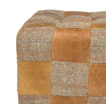 Leather And Thorn Harris Tweed Patchwork Footstool, 2 of 2