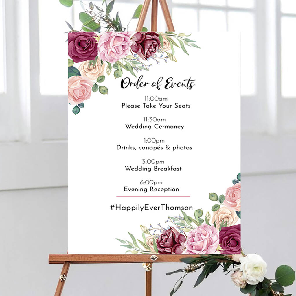 Blush Rose Wedding Order Of Events