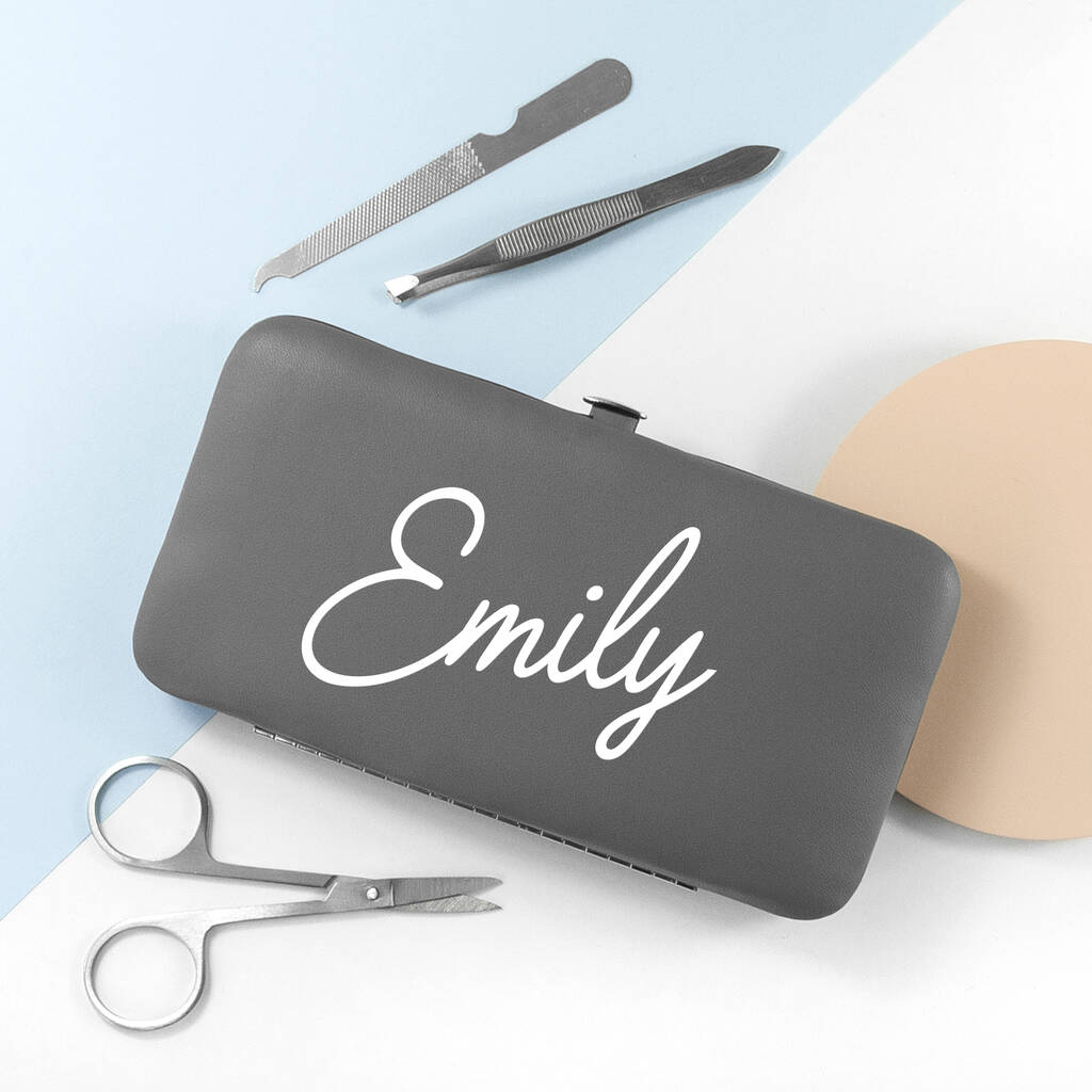 Personalised Seven Piece Manicure Set In Grey, 1 of 3