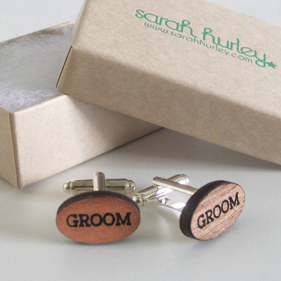 engraved monogram groom cufflinks by sarah hurley