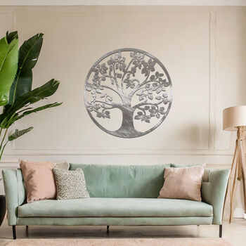 Circular Metal Tree Wall Artwork For Living Room Bedroom Or Hallway Decor, 6 of 11
