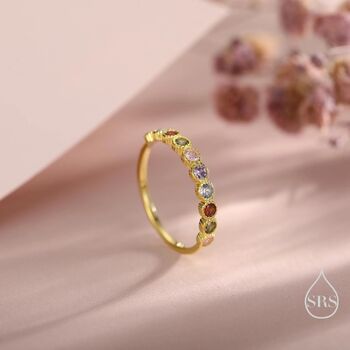 Multicolour Cz Infinity Ring In Sterling Silver, 4 of 12