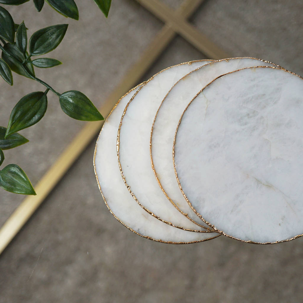 white quartz marble crystal agate coasters set of two by nikita by niki