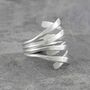 Overlapping Ribbon Contemporary Sterling Silver Ring, thumbnail 2 of 4