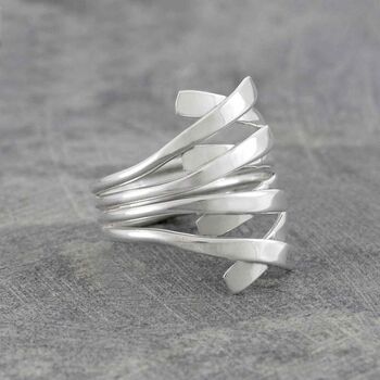 Overlapping Ribbon Contemporary Sterling Silver Ring, 2 of 4