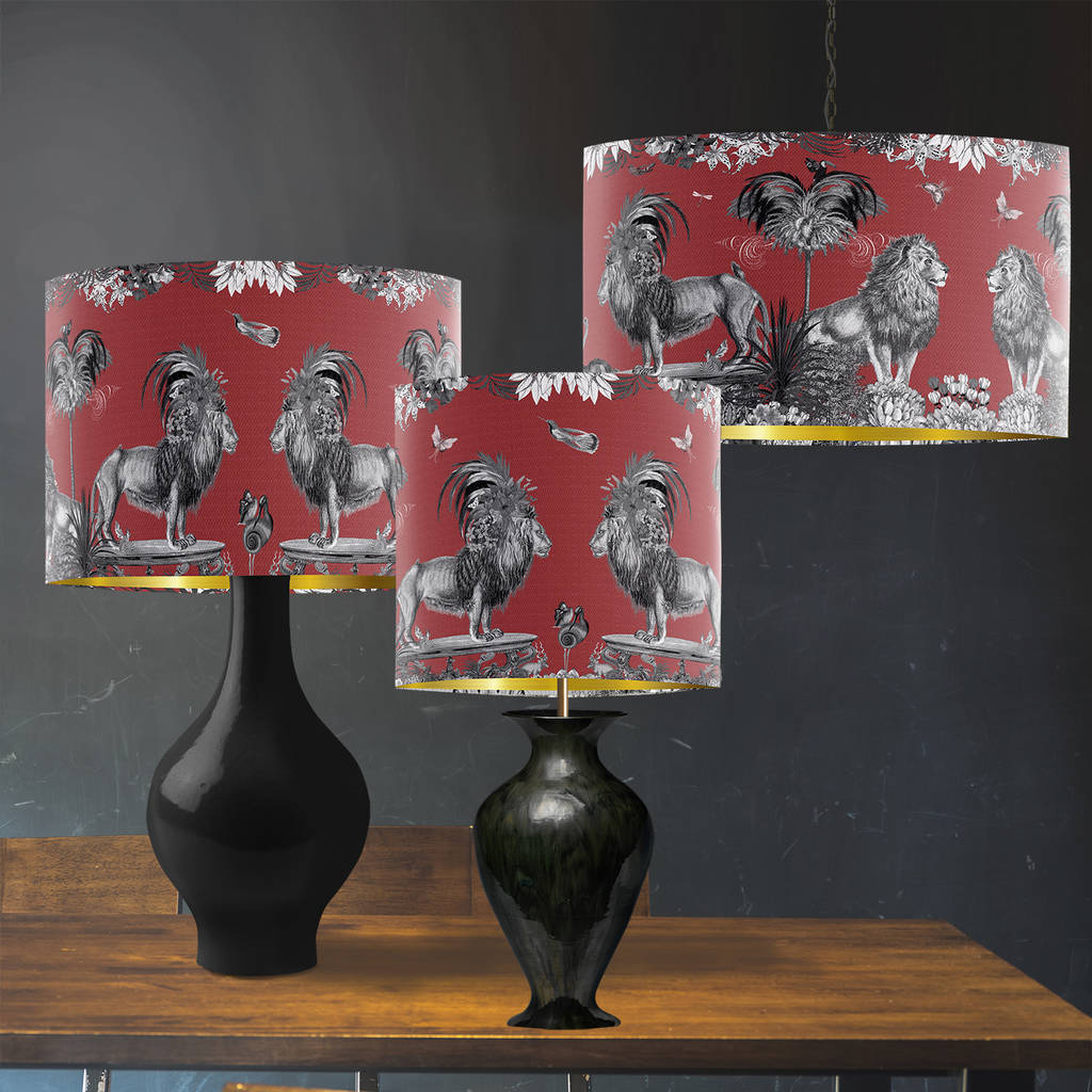 Lion Lampshade Livoris Feritas Red With Gold Lining Lion Lampshade Livoris Feritas Red With Gold Lining