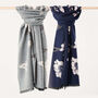 Cherry Blossom Blue Or Grey Autumn Winter Scarf, thumbnail 7 of 9