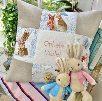 Beatrix Potter© Patchwork Name Cushion, 7 of 7