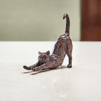 Miniature Bronze Cat Sculpture 8th Anniversary Gift, 2 of 11