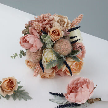 Blush Pink And Peach Bridal Artificial Flower Bouquet, 7 of 12