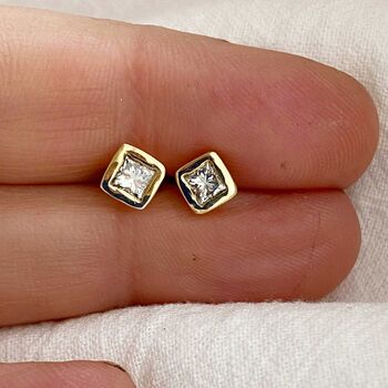 Princess Cut Diamond Earrings, 2 of 5