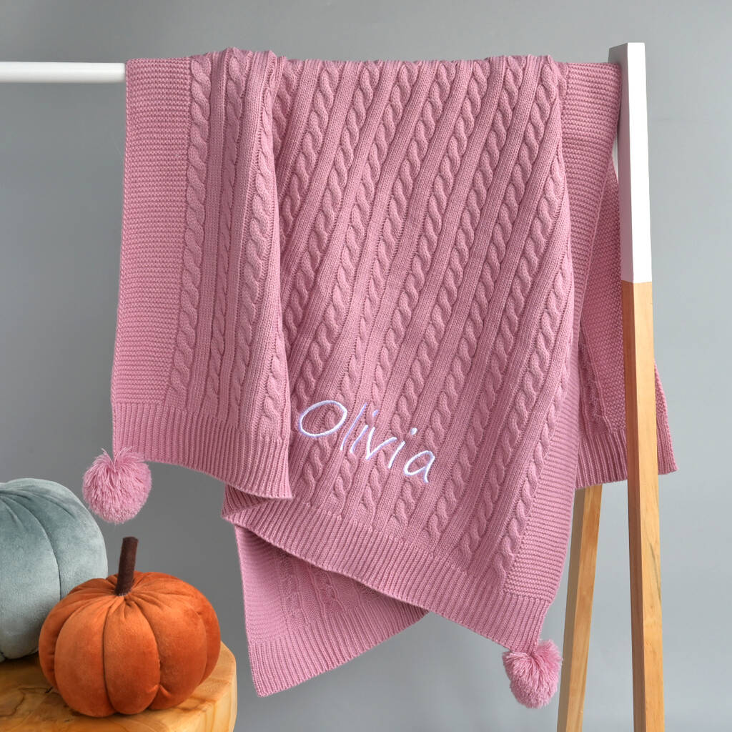 Julie Dusty Pink Knitted Blanket. main image 1