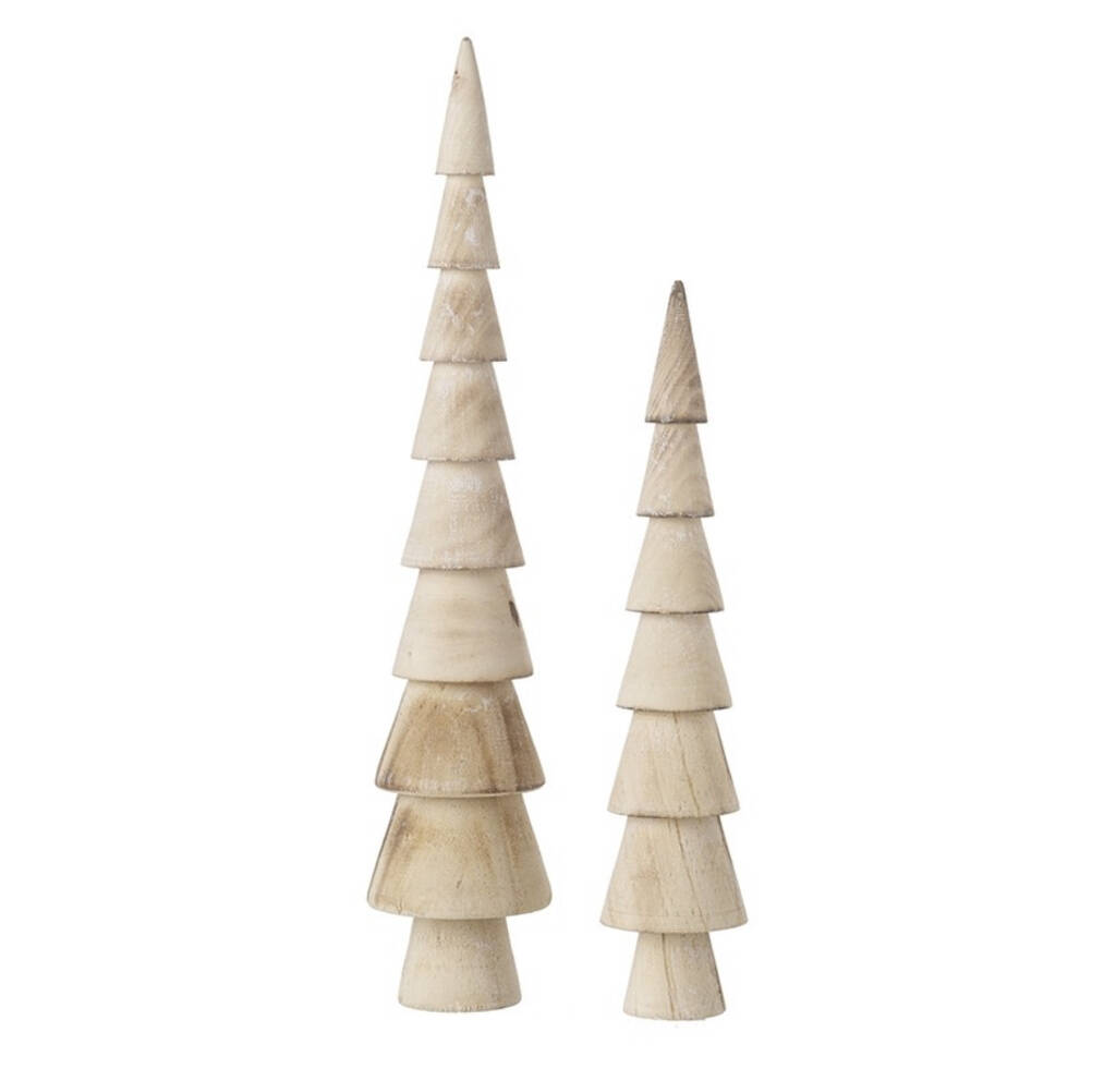 Pair Of Wooden Cone Christmas Tree Decorations