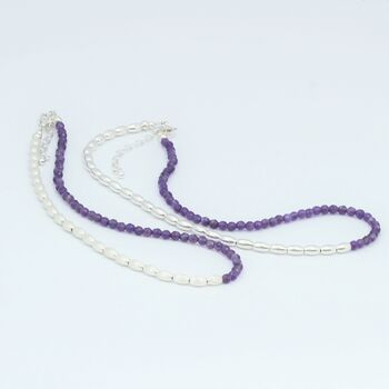 Amethyst And Sterling Silver Beaded Necklace Or Double Stranded Bracelet, 7 of 10