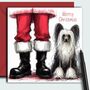 Chinese Crested Dog Christmas Card. With Father Christmas, thumbnail 1 of 2