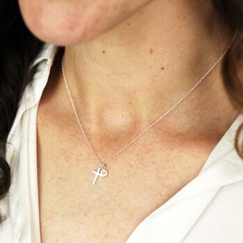 Personalised Sterling Silver Cross And Birthstone Charm Necklace, 3 of 6