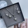 Celestial Silver Star Earrings And Necklace Gift Set, thumbnail 3 of 5