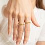Peridot Five Stone Ring In Sterling Silver And Gold Vermeil, thumbnail 6 of 12