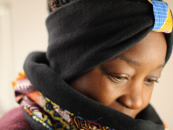 African Patchwork Organic Cotton Fleece Snood Scarf, 4 of 9