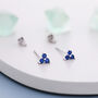 Sterling Silver Tiny Tree Dot Sapphire Blue Cz Stud Earrings, thumbnail 1 of 12
