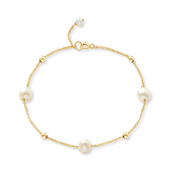 Credo Fine Chain Bracelet With Pearls And Gold Plated Beads, 2 of 3