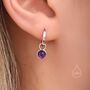 Sterling Silver Dangling Genuine Amethyst Hoop Earrings, thumbnail 6 of 12