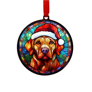 Labrador Fox Red In Santa Hat Suncatcher Decoration, 5 of 6