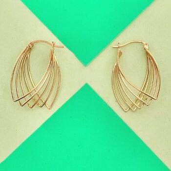 Gold Plated Silver Multi Wire Pointed Hoop Earrings, 2 of 8