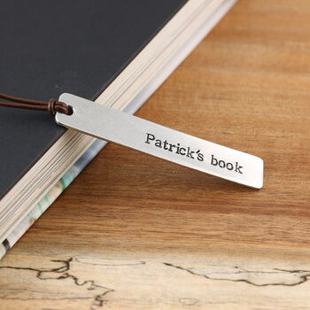 Personalised Names Pewter And Leather Bookmark, 10 of 10