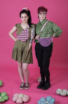 Waxed Cotton Cross Body Bag Pink Leopard Print On Grey, 2 of 3