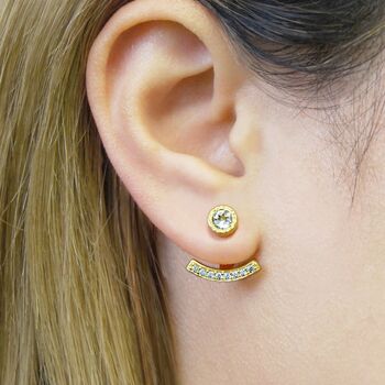 Topaz November Birthstone Gold Plated Silver Ear Jackets, 2 of 8