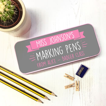 Personalised Marking Pens Tin Case Teachers Gift, 3 of 9