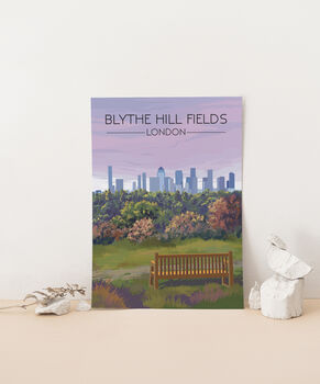 Blythe Hill Fields London Park Travel Poster Art Print, 3 of 8