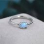 Sterling Silver Clawed Blue Opal Oval Ring, thumbnail 1 of 12